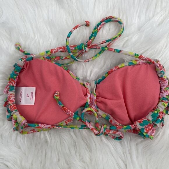 Xhilaration Ruffled Floral Bikini Halter Neck Small - Picture 4 of 5